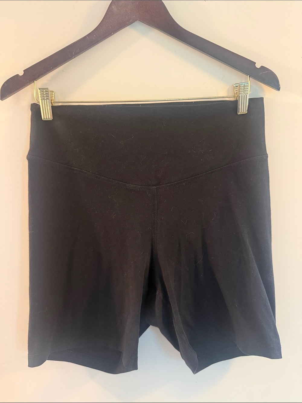 Old Navy Women’s Powerchill Black High-Rise Bike Shorts Cotton Blend Large EUC